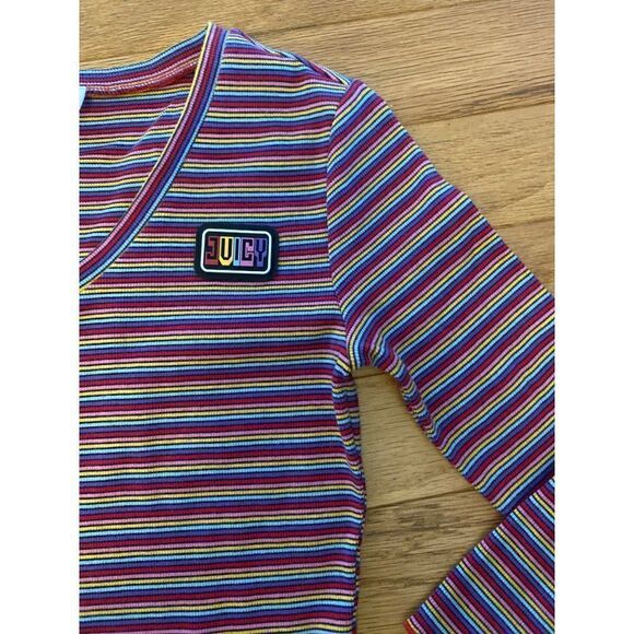 Juicy Couture womens retro Rainbow Striped Body-Con v-neck midi dress size small - Picture 4 of 10